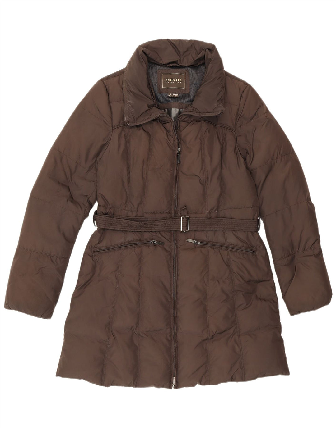 Geox Damen Wattierter Mantel UK 14 Large Braun Polyester