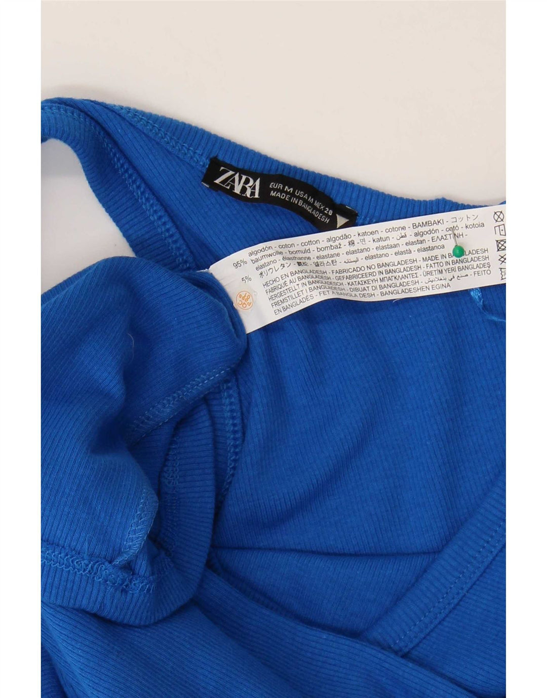Zara Damen One-Shoulder-Kleid UK 12 Mittelblaue Baumwolle