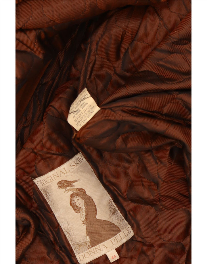 Vintage Damen Übergroßer Kapuzen-Wildledermantel IT 44 Mittelbraunes Leder