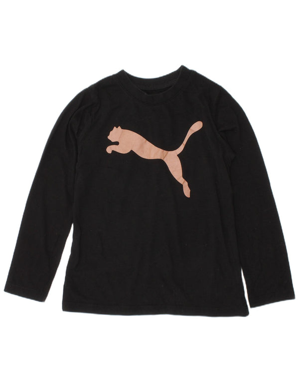 Puma Mädchen Graphic Top Langarm 4–5 Jahre schwarze Baumwolle