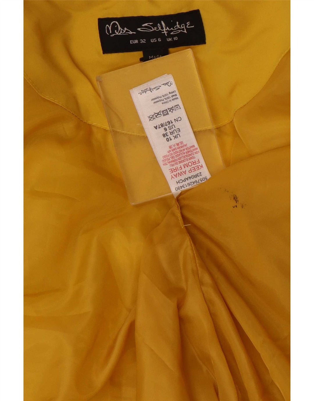 Miss Selfridge Damen-Kapuzen-Übergröße, wattierte Jacke, Gr. 10, Gelb