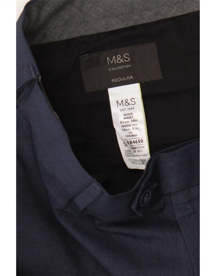 Marks & Spencer Herren-Anzughose, gerade, normal, W36 L31, Marineblau