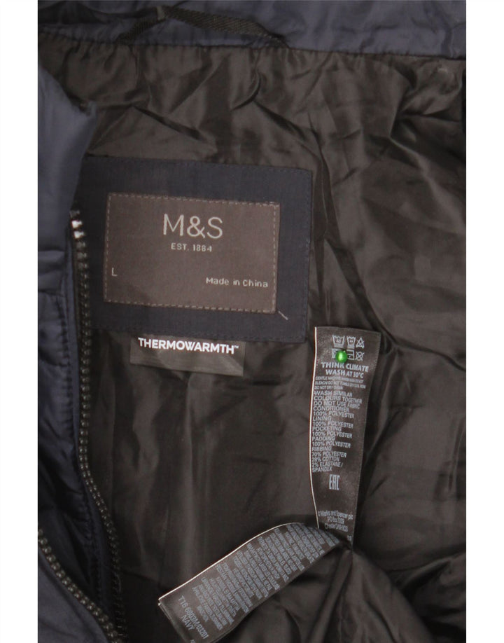 Marks & Spencer Herren Wattierte Jacke UK 40 Large Marineblau Polyester