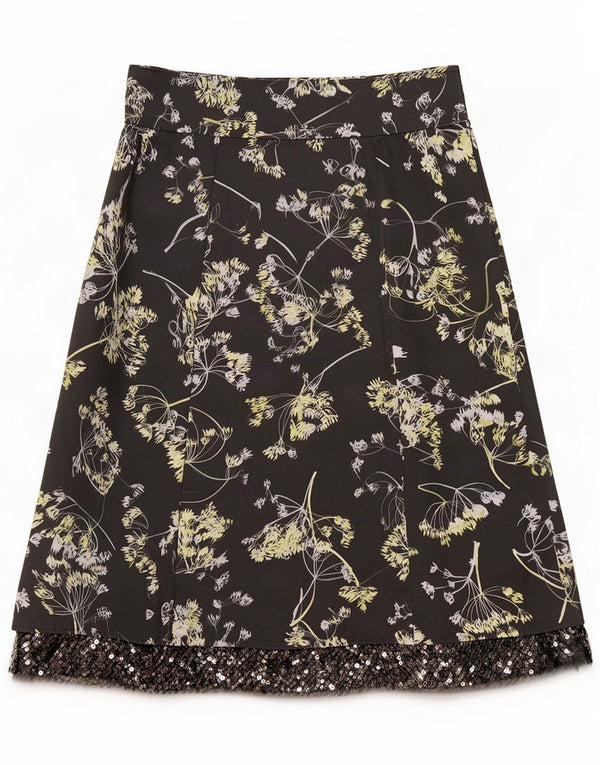 Laura Ashley Damen A-Linien-Rock UK 10 Small W28 Grau geblümte Baumwolle