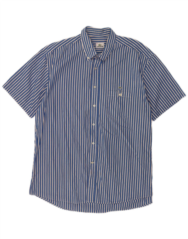 Lacoste Herren Kurzarmhemd Größe 44 XL Blauer Nadelstreifen