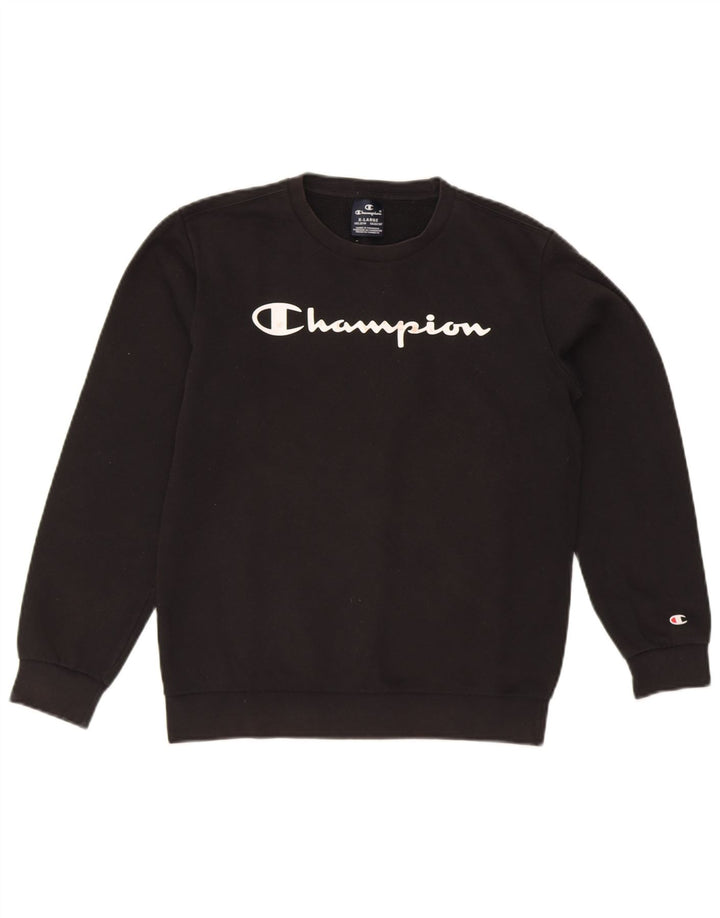 CHAMPION Boys Graphic Sweatshirt Jumper 13-14 Years XL  Black