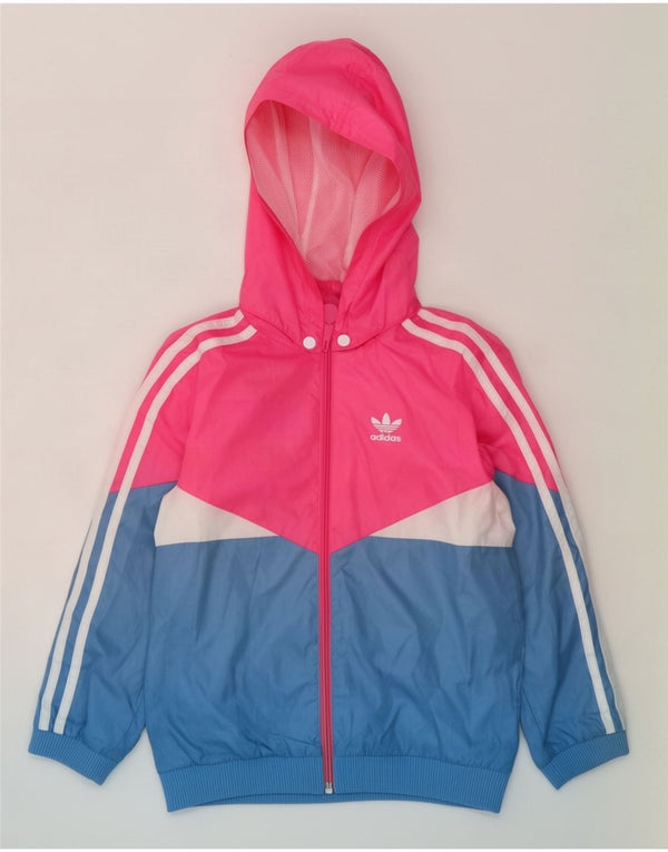 Adidas Mädchen-Trainingsanzug mit Kapuze, Top-Jacke, 6–7 Jahre, rosa Farbblock