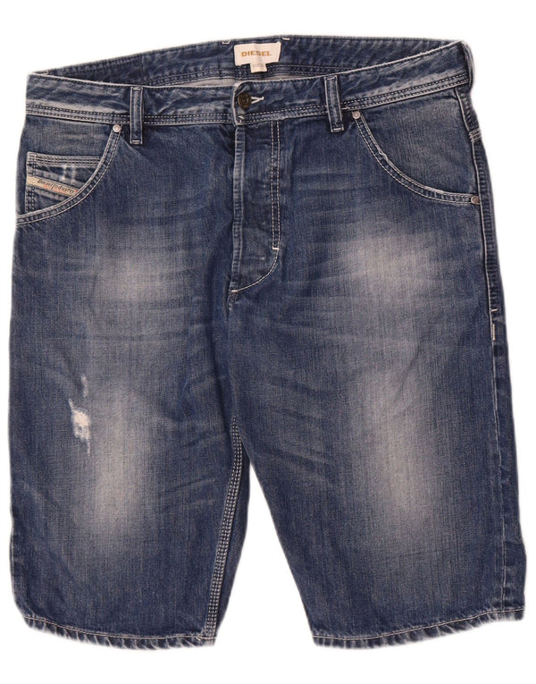 Diesel Herren Distressed Denim Shorts W33 Mittelblaue Baumwolle