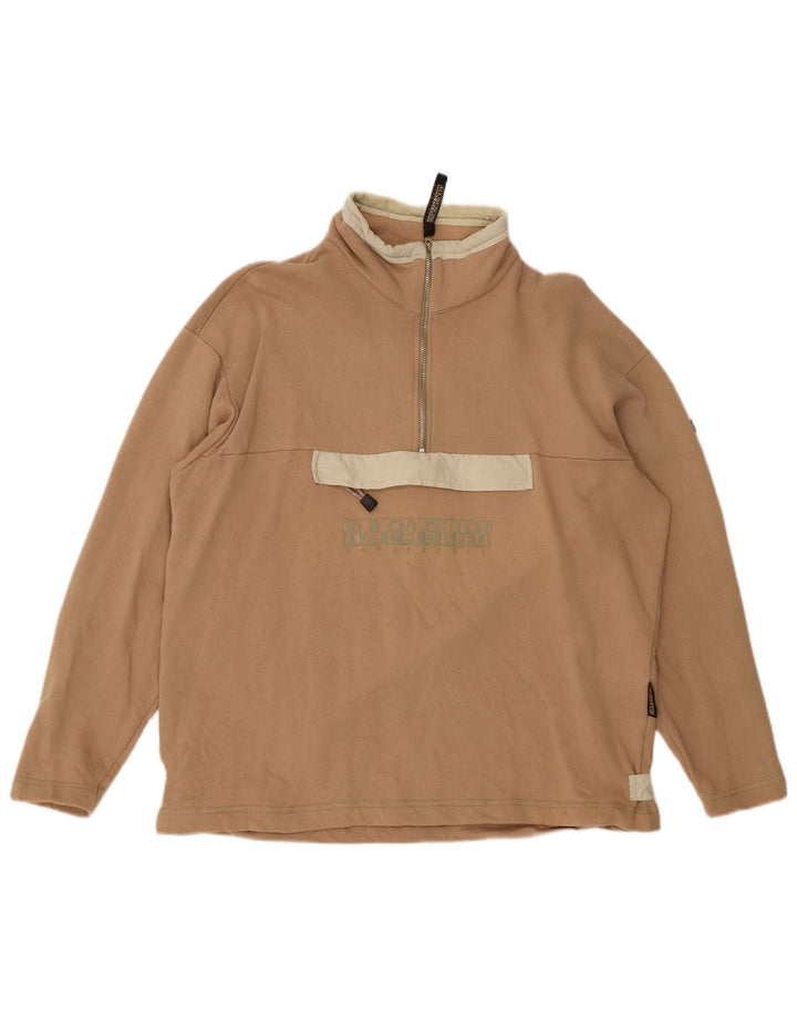 NAPAPIJRI Herren-Sweatshirt mit grafischem Reißverschluss, mittelbeige Baumwolle