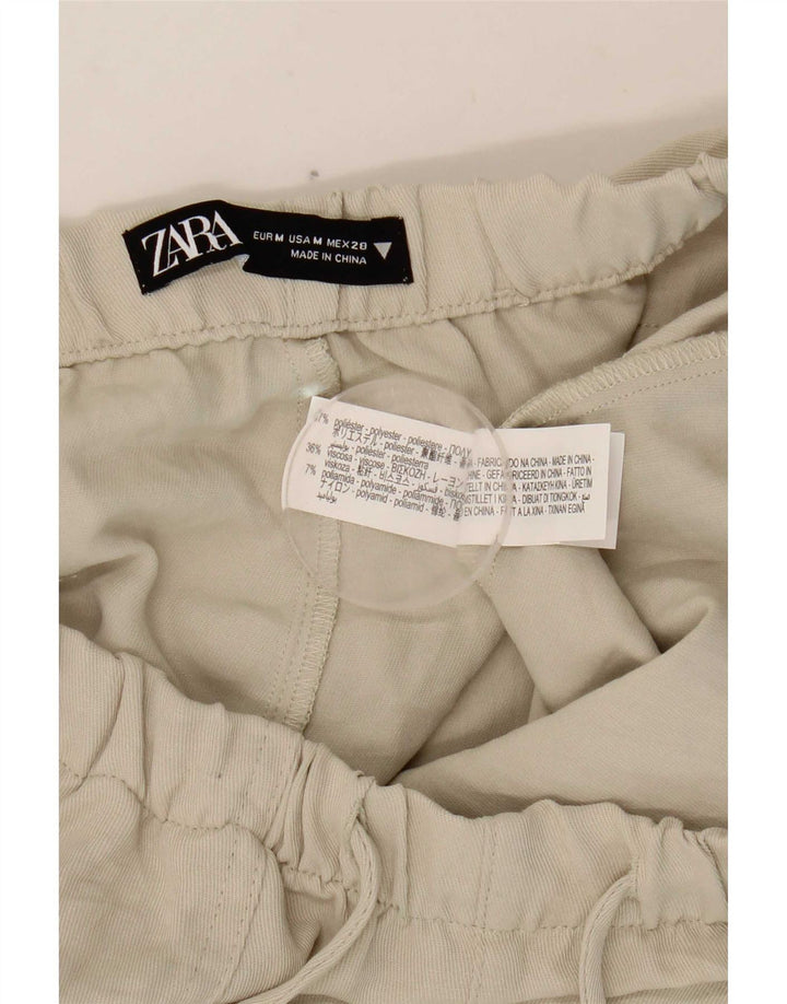 Zara Damen Joggers, kurze Hose, mittelgroß, W28, L25, beige, Polyester