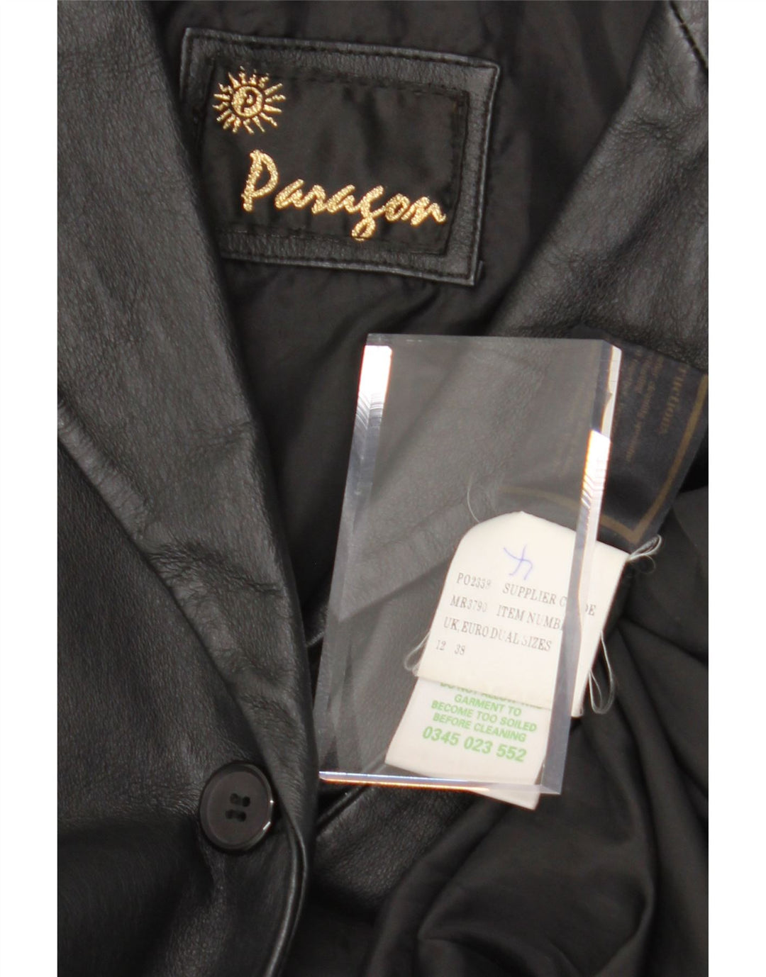 PARAGON Womens Leather Coat UK 12 Medium Black Leather Vintage Paragon and Second-Hand Paragon from Messina Hembry 
