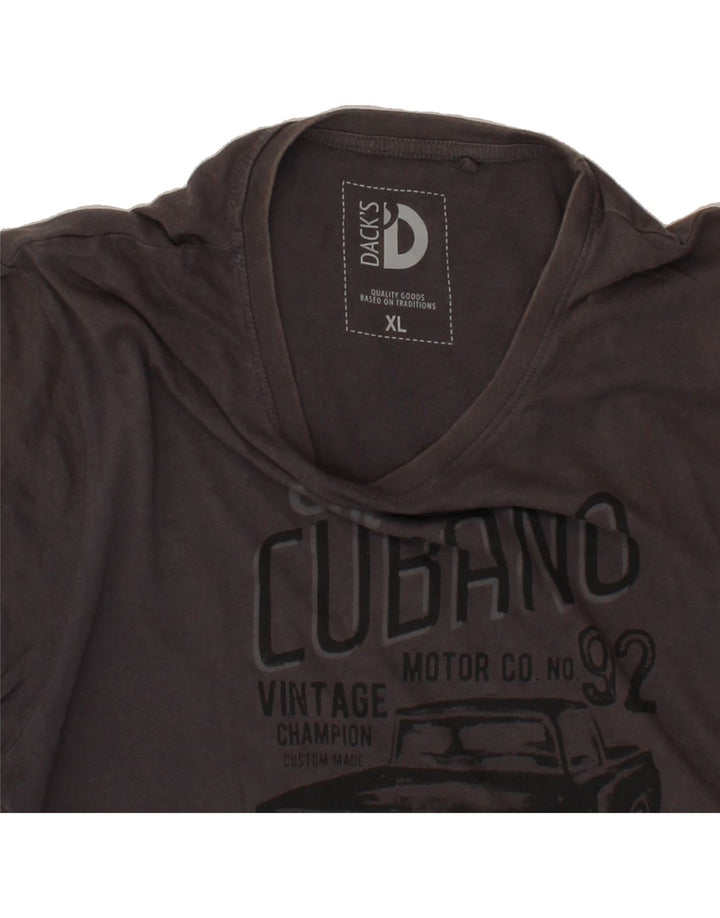 DACK'S Mens Graphic T-Shirt Top XL Grey Cotton Vintage Dack's and Second-Hand Dack's from Messina Hembry 
