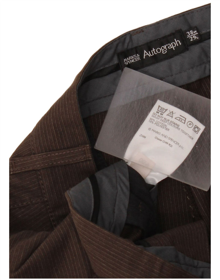Marks & Spencer Damen Autograph Freizeithose W38 L24 Braune Nadelstreifen