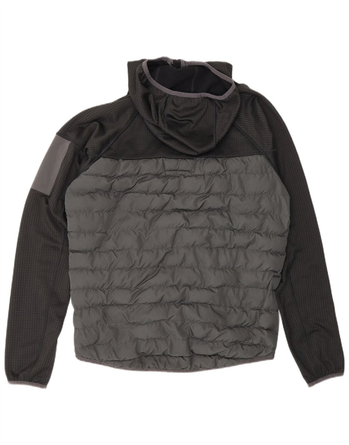 BERGHAUS Wattierte Herrenjacke mit Kapuze, UK 38, mittelgraues Colourblock-Polyester