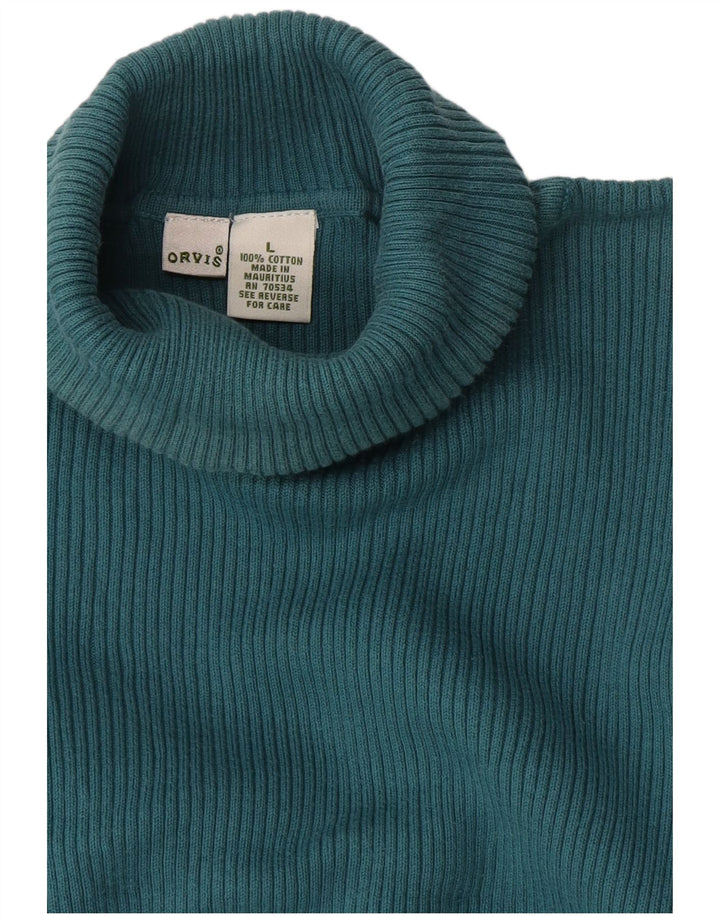 ORVIS Rollkragenpullover für Damen, UK 16, Größe L, Blau, Baumwolle