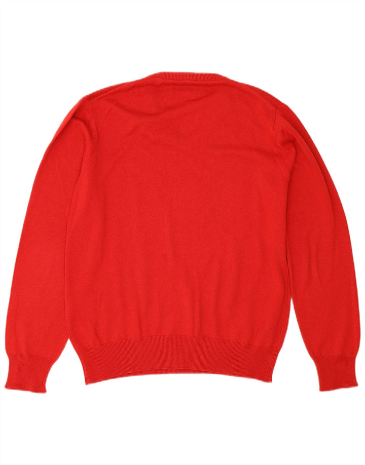 Gant Herren-Pullover mit V-Ausschnitt, Größe S, rote Baumwolle