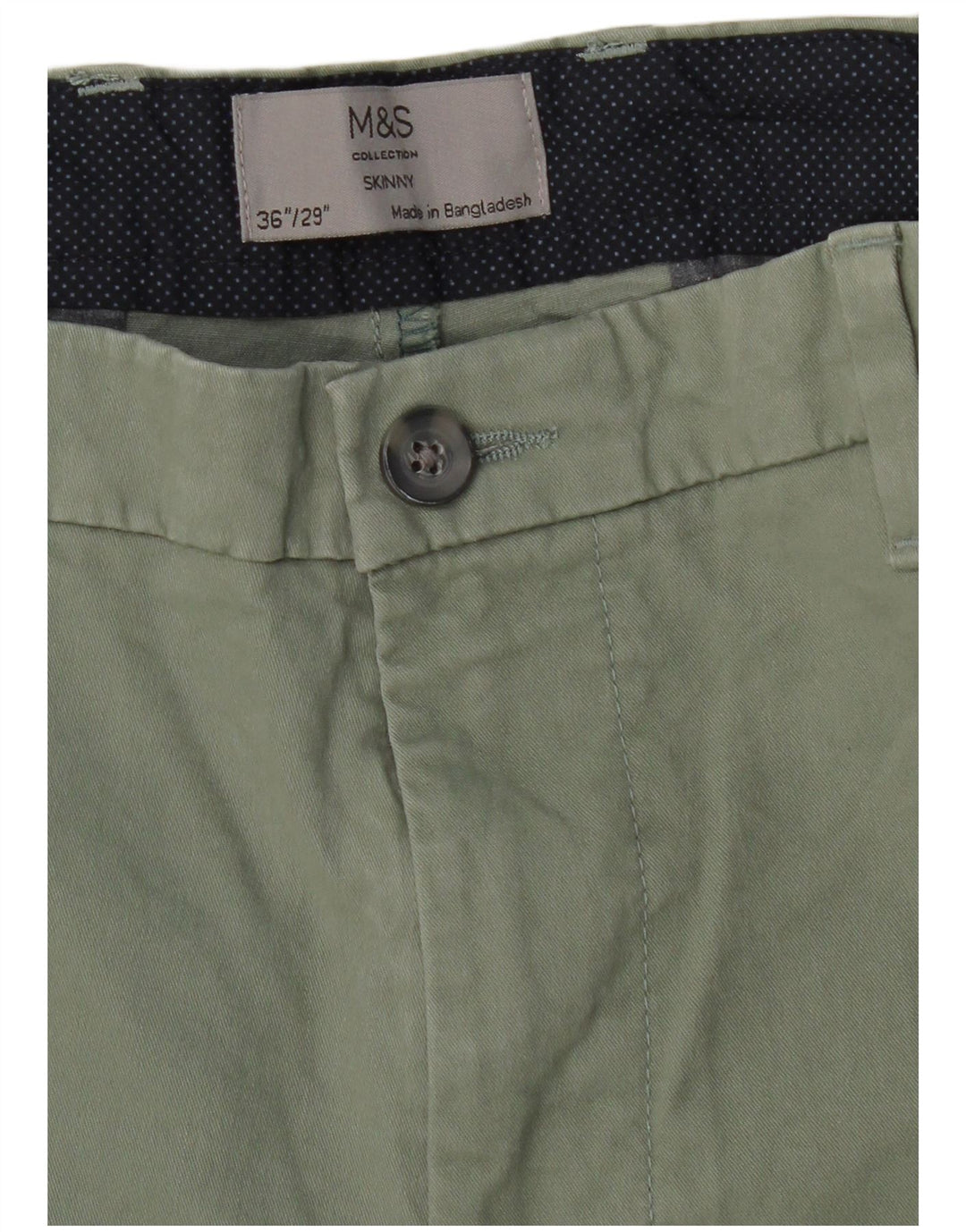 MARKS & SPENCER Herren Skinny Chinohose W36 L29 Grüne Baumwolle