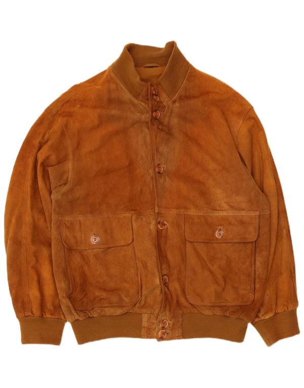 Vintage Herren Wildleder Bomberjacke IT 54 2XL Beige