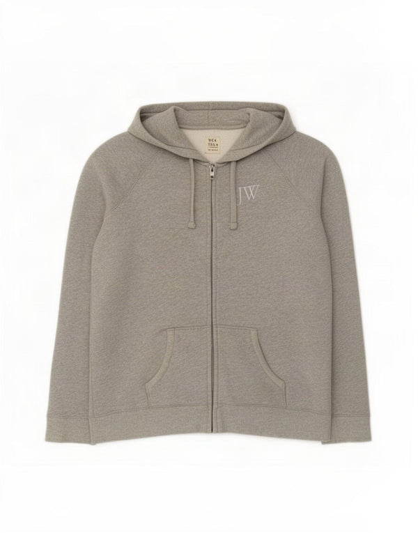 Jack Wills Damen-Kapuzenpullover mit Reißverschluss, UK 16, Größe L, grau gefleckte Baumwolle