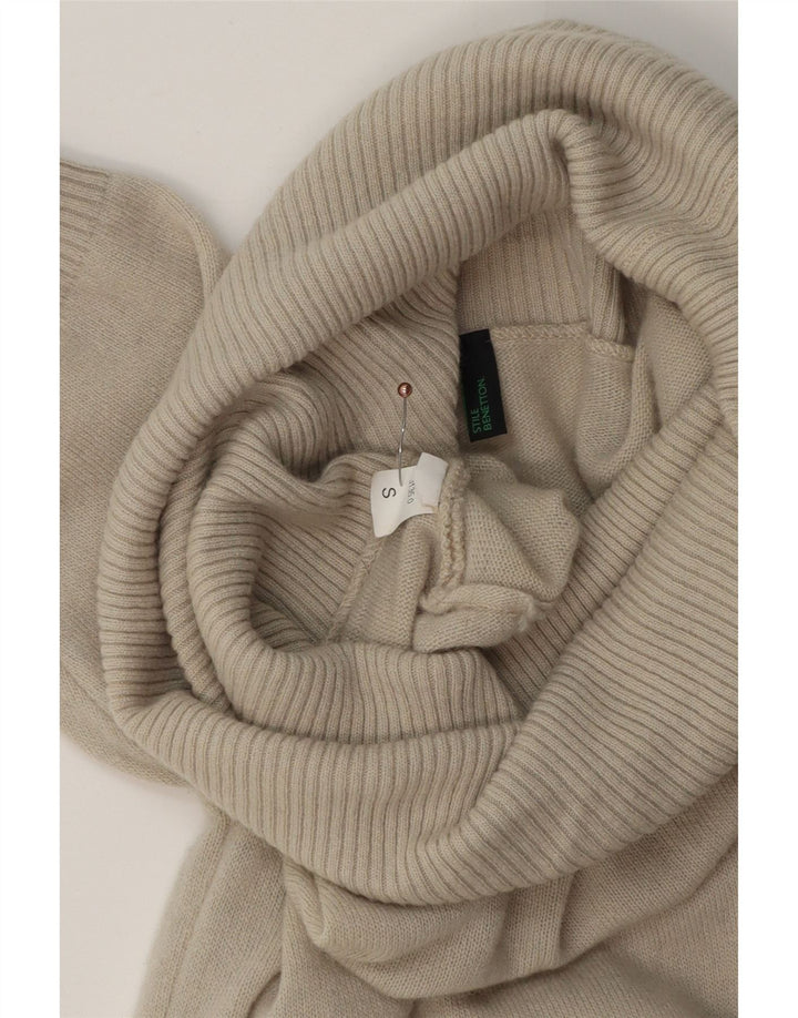 BENETTON Damen Kurzarm-Pulloverkleid mit Rollkragen, Gr. 10, Größe S, Beige