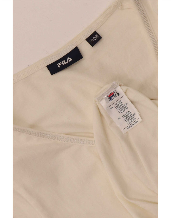 Fila Damen Grafik-T-Shirt-Oberteil UK 12 Mittelweiße Baumwolle
