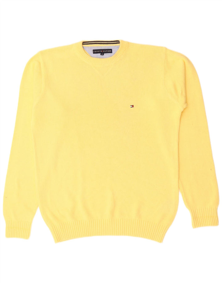 TOMMY HILFIGER Herren-Pullover mit Rundhalsausschnitt, mittelgelbe Baumwolle