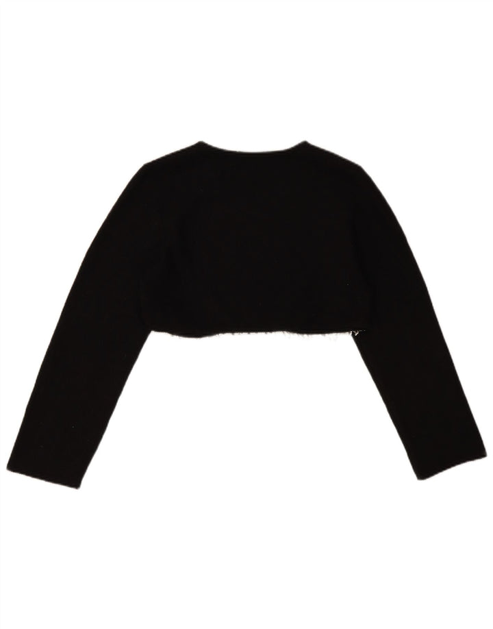 Zara Damen Langarm-Crop-Top UK 10 Small Schwarz