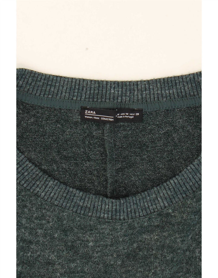 Zara Damen-Pullover mit Rundhalsausschnitt, Gr. 14, Mittelgrün