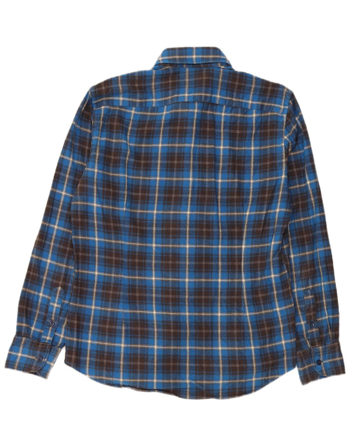 JAMES ROSS Herren-Flanellhemd, Größe 41 16, große blau karierte Baumwolle
