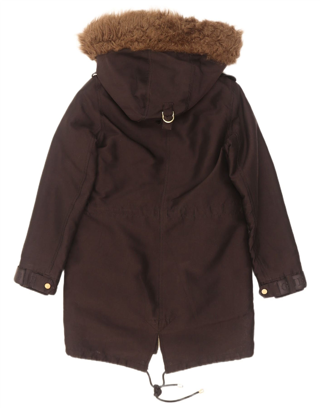 Guess Damen-Parka mit grafischer Kapuze, UK 6, XS, Schwarz, Polyester