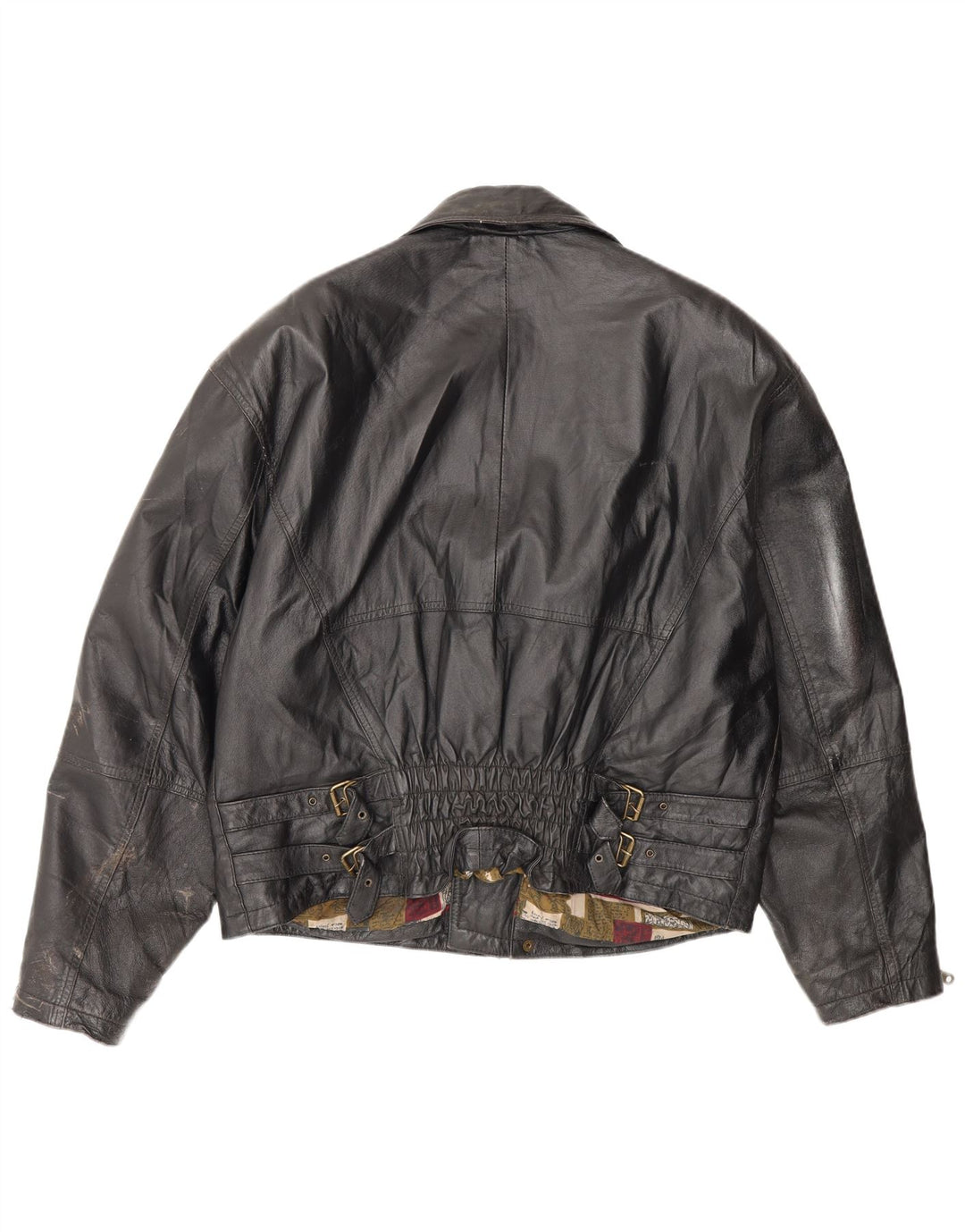 Vintage Herren Leder Bikerjacke IT 50 Medium Schwarz
