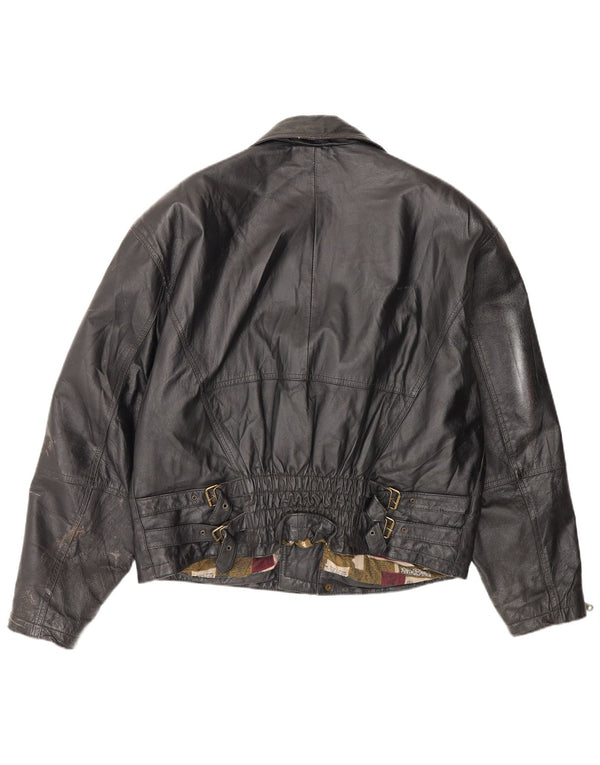 Vintage Mens Leather Biker Jacket IT 50 Medium Black