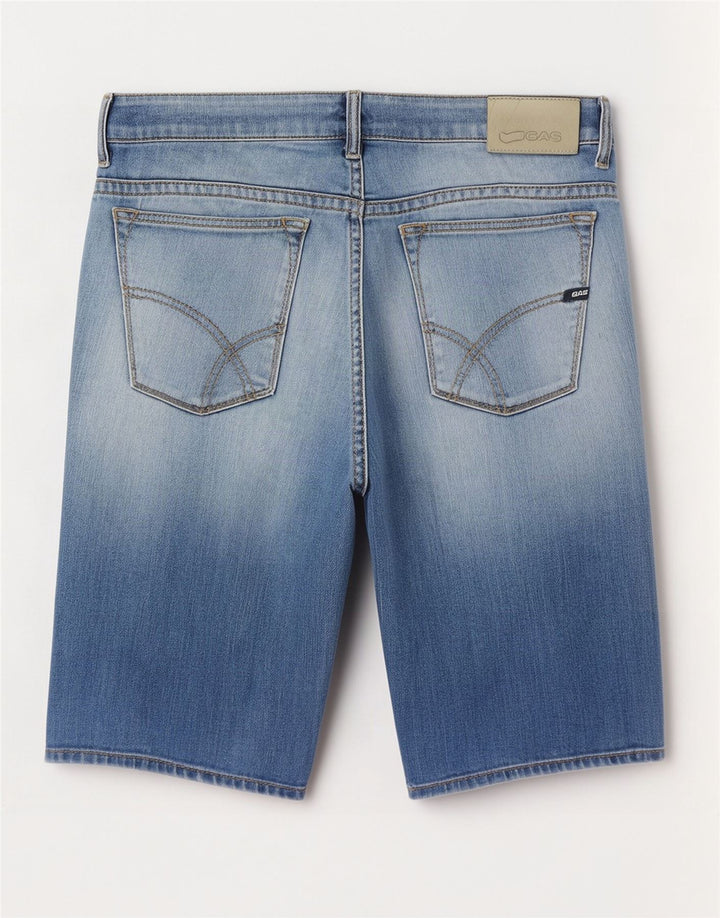 Gas Herren Jeansshorts W33 mittelblaue Baumwolle