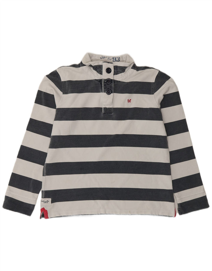 Crew Clothing Damen-Sweatshirt-Pullover UK 14 Mittelblau gestreift
