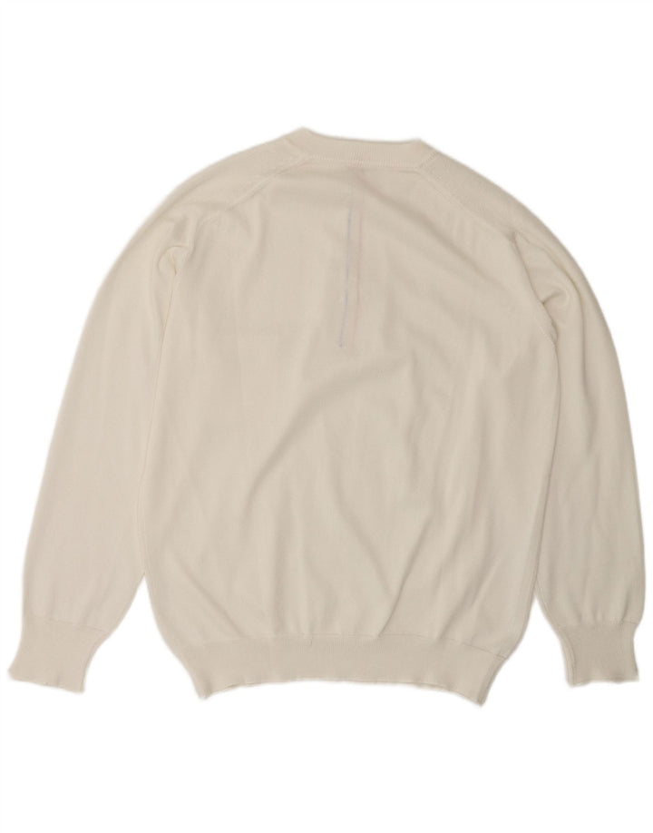 VINTAGE Herren-Pullover mit Knopfkragen, Mittelweiß