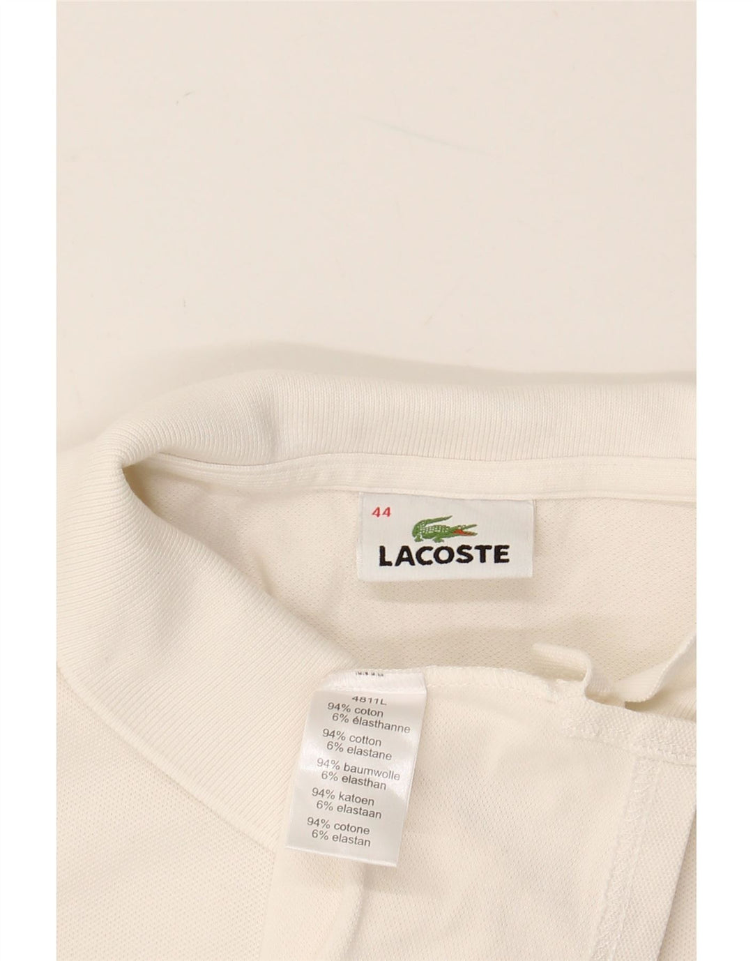 LACOSTE Damen-Poloshirt, Größe 44, große weiße Baumwolle