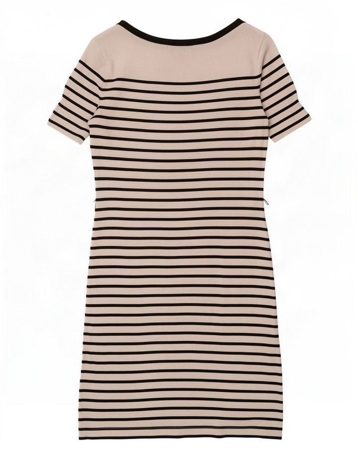 Ralph Lauren Damen-Basic-Kleid mit kurzen Ärmeln, UK 10, Größe S, weiß gestreift
