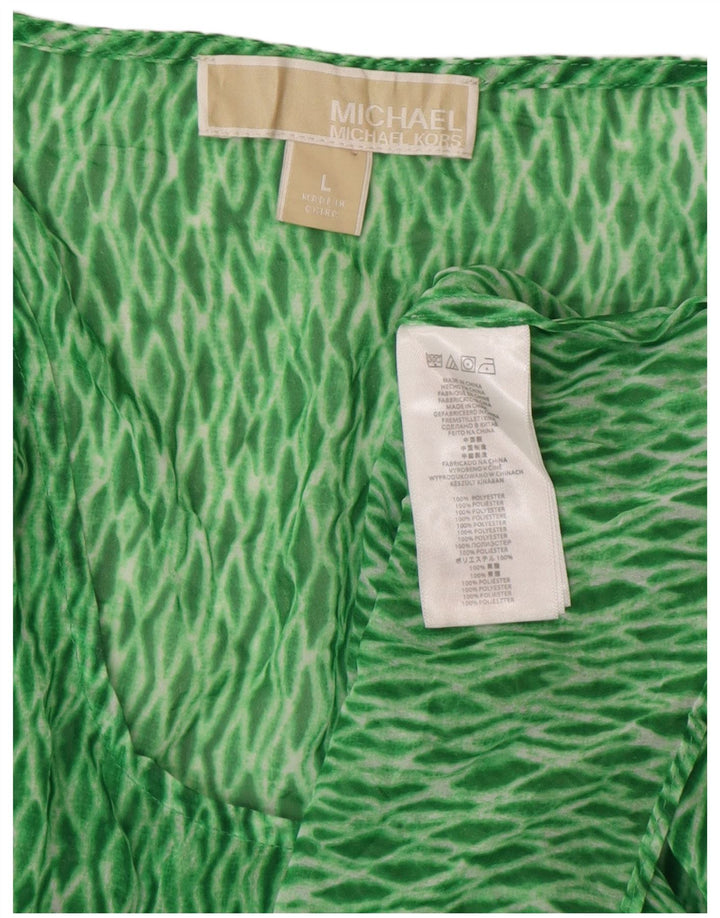 Michael Kors Damen-Blusenoberteil, UK-Größe 44, Größe L, grünes Argyle-/Diamant-Polyester