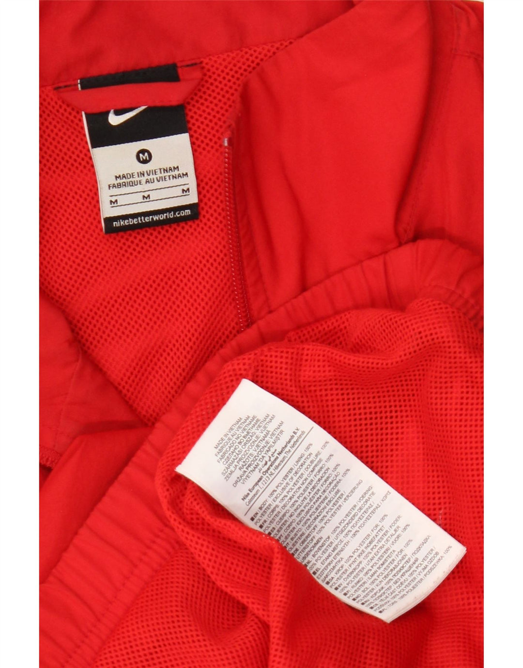 Nike Herren-Trainingsanzugoberjacke aus mittelrotem Colourblock-Polyester