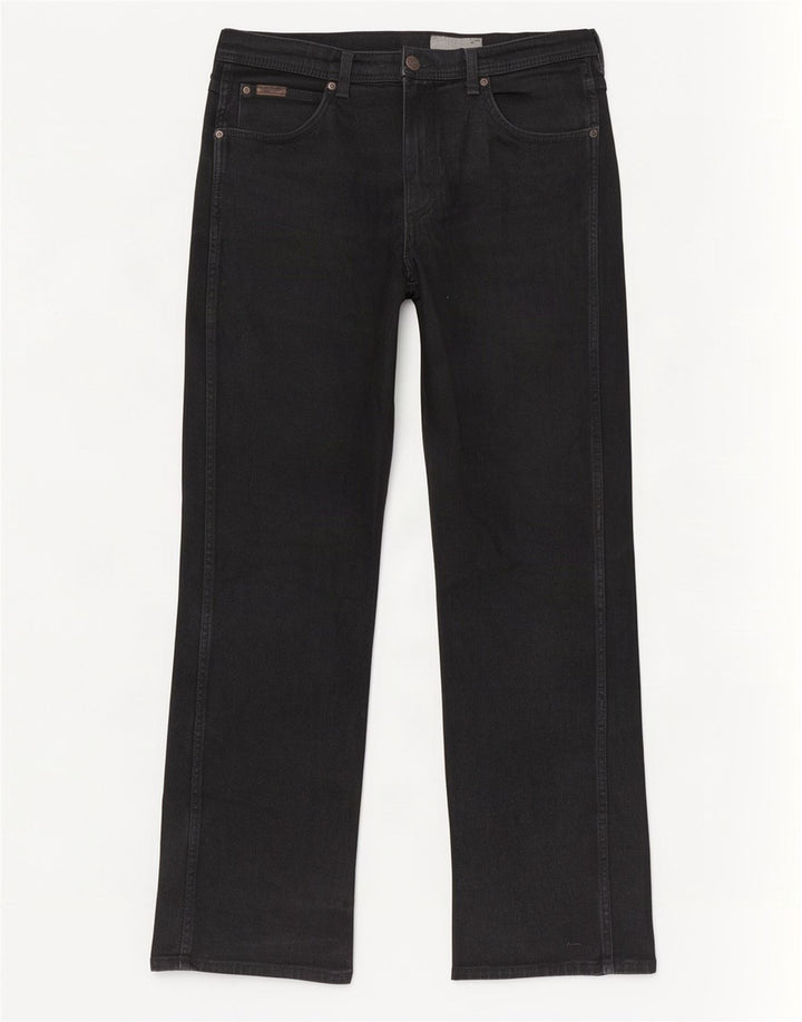 Wrangler Herren Utah Straight Jeans W36 L34 Schwarze Baumwolle