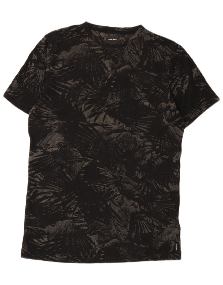 Diesel Herren T-Shirt Top Large Schwarz Geblümt Polyester