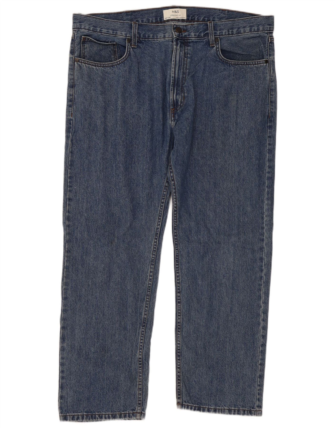 Marks & Spencer Herren Straight Jeans W40 L29 Blaue Baumwolle
