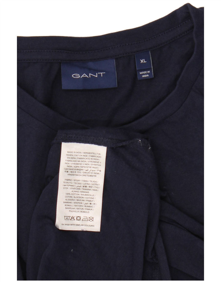 Gant Herren T-Shirt Top XL Marineblau Baumwolle