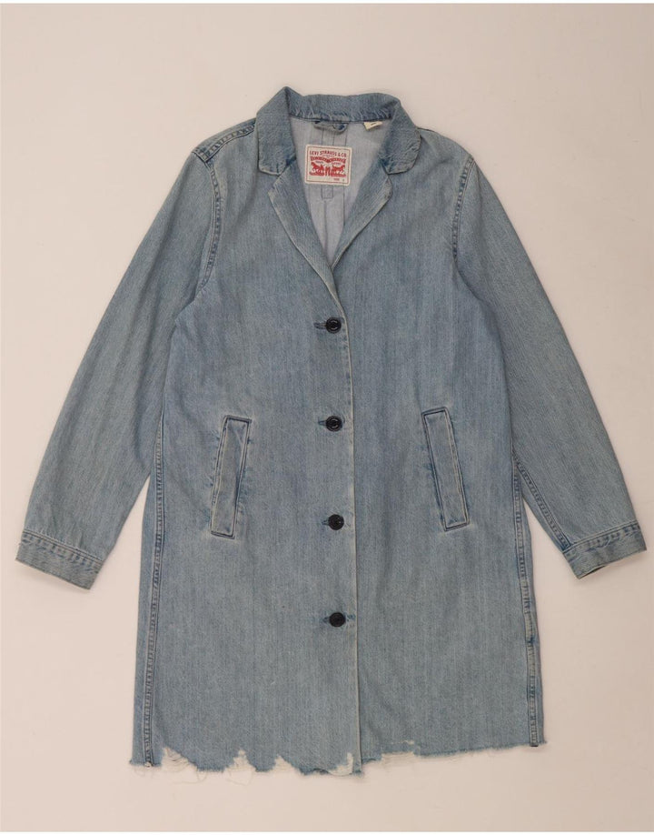 Levi's Damen-Jeansmantel in Distressed-Optik, übergroß, UK 10, Größe S, Blau, Baumwolle