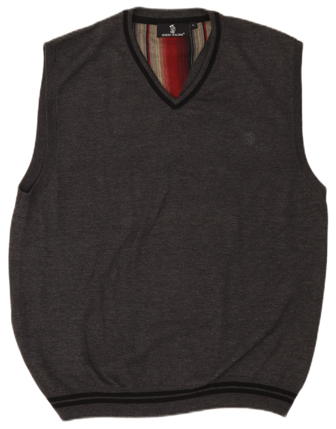 VINTAGE Herren Weste Tank Top Groß Grau Polyacryl