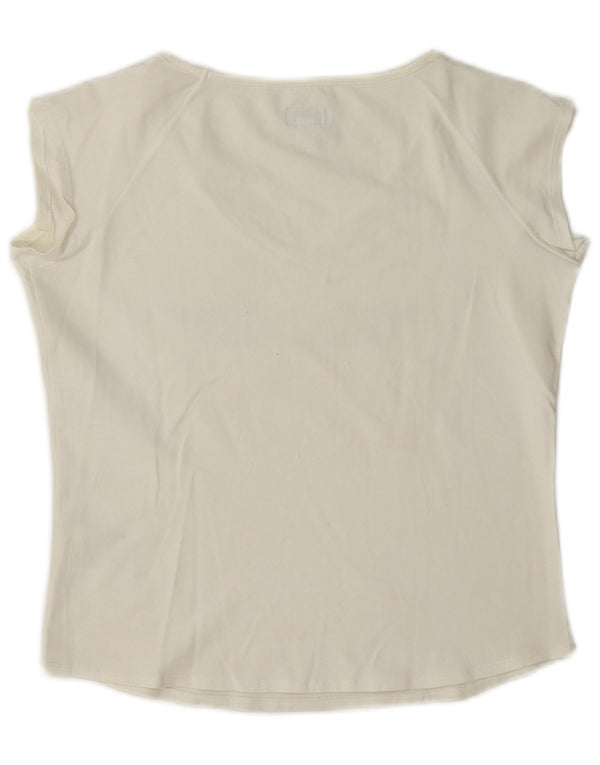 Armani Jeans Damen Crop Graphic T-Shirt Top UK 10 Small Weiße Baumwolle