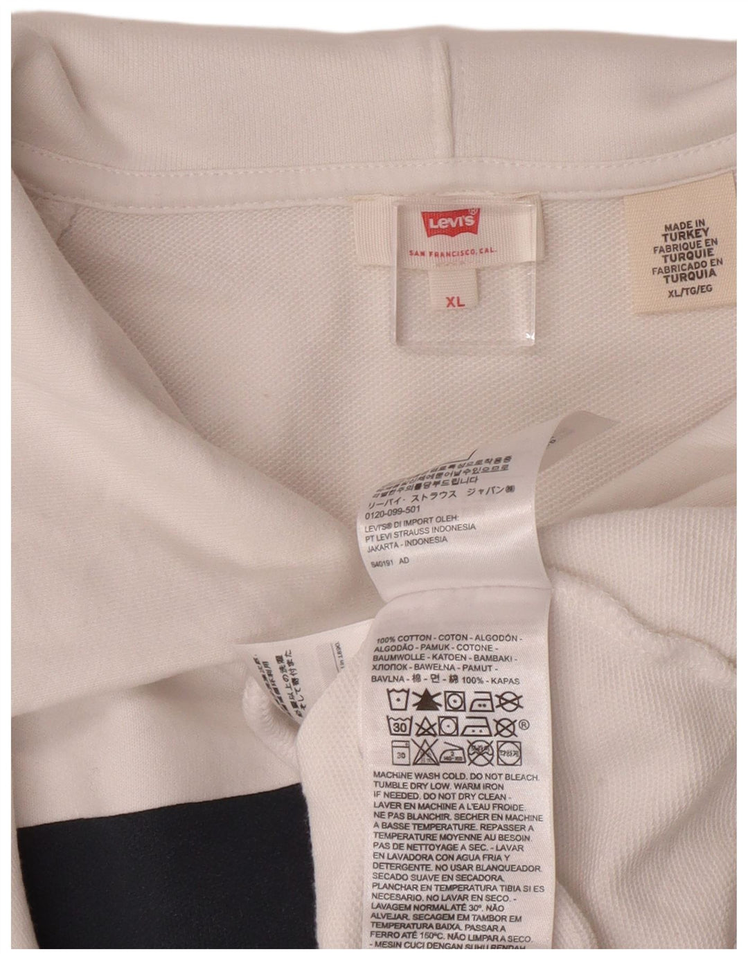 LEVI'S Herren-Kapuzenpullover mit Grafik, XL, weiße Baumwolle