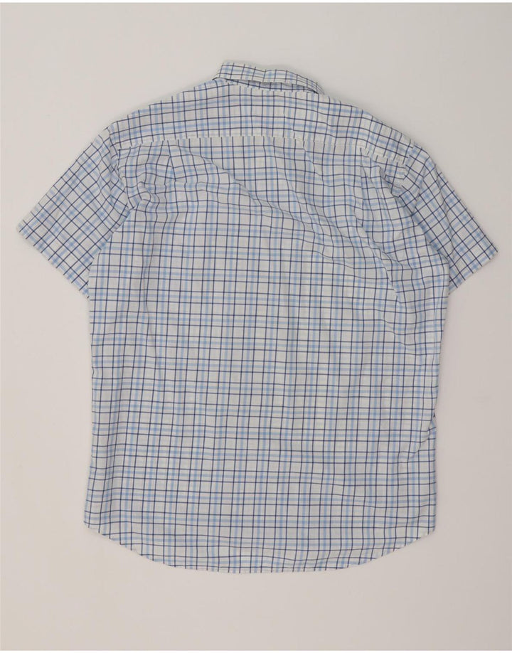 Lacoste Herren-Kurzarmhemd, Größe 42, groß, blau kariert, Baumwolle