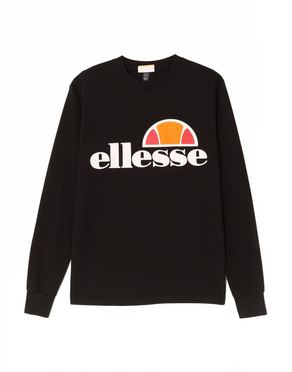 Ellesi Womens Graphic Top Langarm UK 4 XS Schwarz Baumwolle Sport