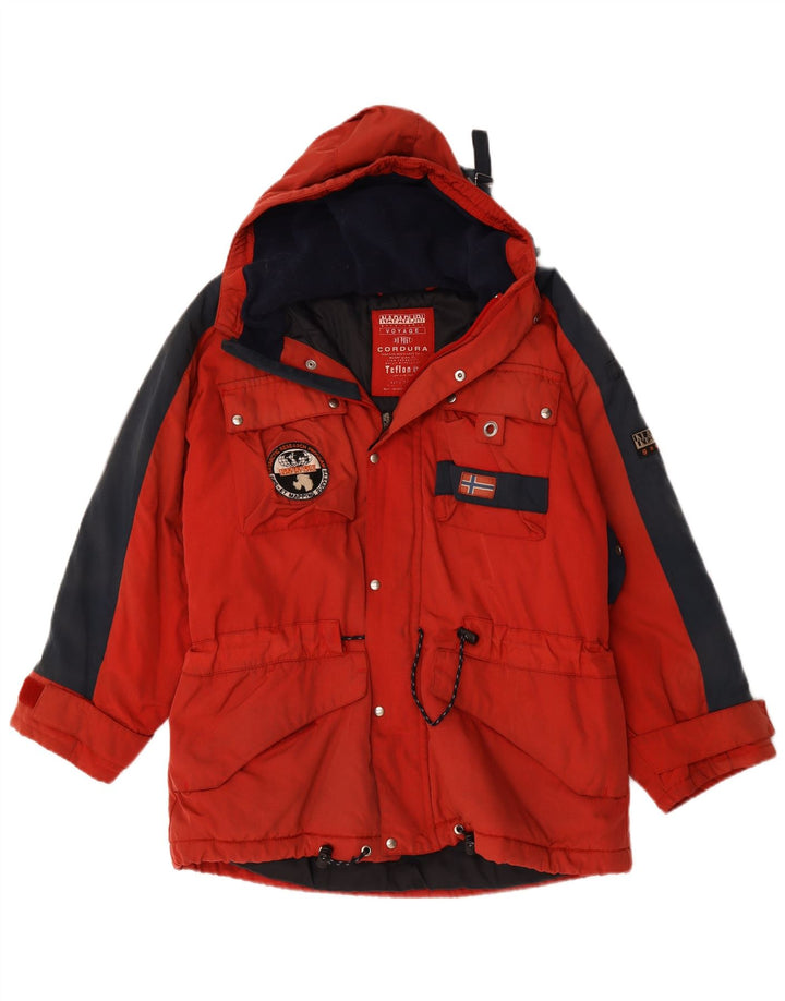 Napapijri Herren-Windbreaker-Jacke mit Grafik, UK 38, Mittelrot, Farbblock